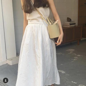 Женская хлопковая льняная юбка-пачка, длинная трапециевидная юбка с высокой талией, лето 2018