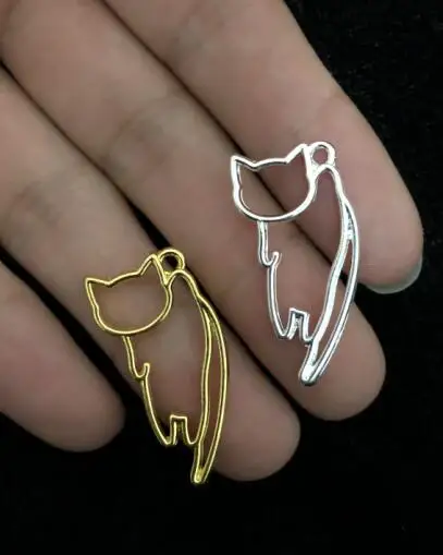 hang cat in silver 5 шт., сказочное животное, девять хвостов, лисы, маленькая коати, Безель, вентилятор, подвеска, рамка, сделай сам, УФ смола, ремесло, золото, серебро, кролик, Полые Подвески - Цвет: hang cat in silver