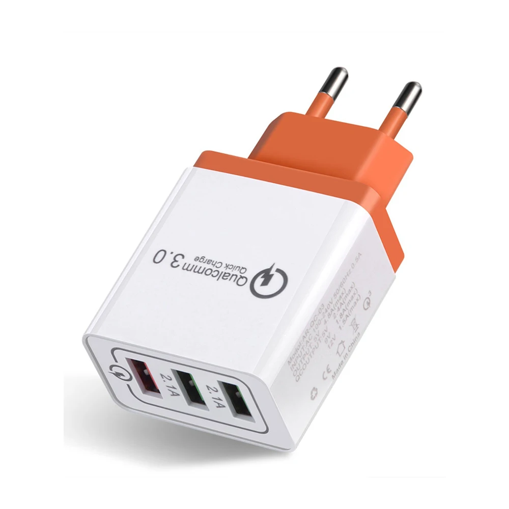 Быстрое зарядное устройство с 3 портами QC 0 30 Вт USB для iPhone X 8 7 iPad Samsung S8 Huawei быстрое