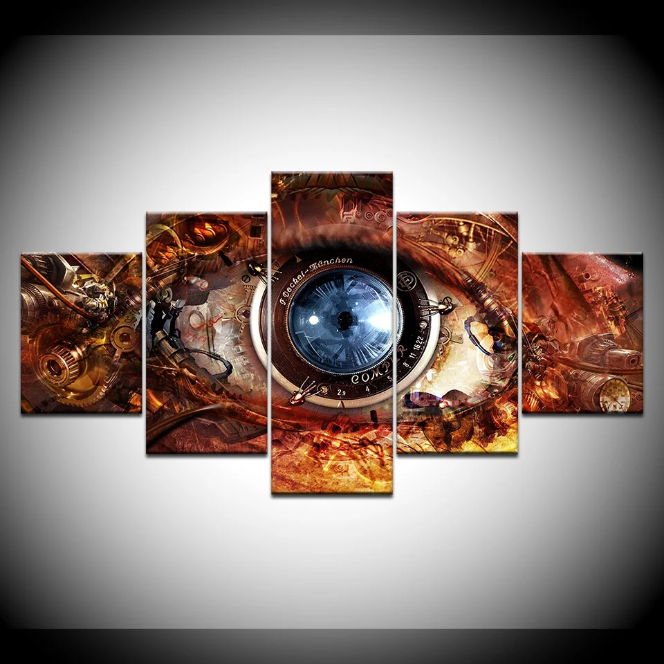 5 панелей Современный домашний декор Настенная картина для гостиной стимпанк