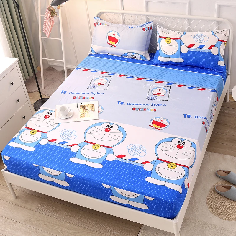 Синий мультфильм Doraemon печать КРОВАТЬ Защитный чехол для матраса Воздухопроницаемый домашний текстиль матрас крышка Захваты постельное белье