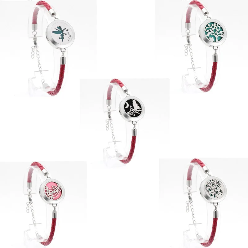 

1PCS Perfume Essential Oil Diffuser Locket Bracelet Birth Year Red Rope Stainless Steel Leather Adjustable Bangle Jewelry