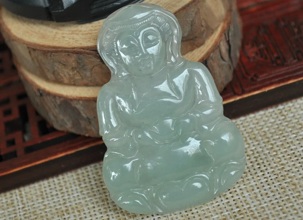 Сертифицированный 100% натуральный Изумрудный нефрит кулон ~ гуаньиновая