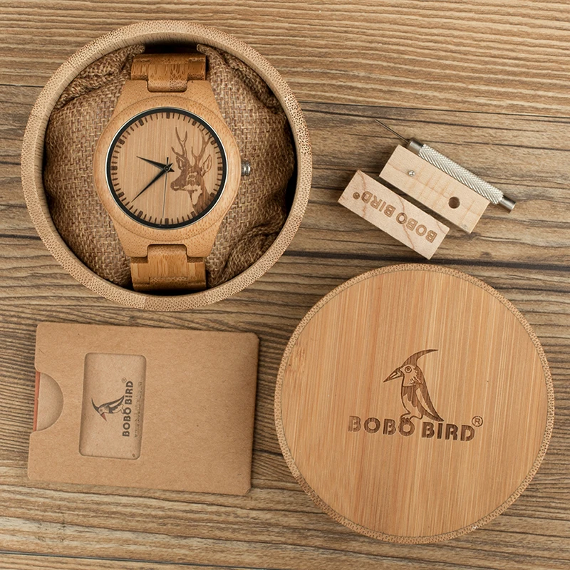 BOBO BIRD женские часы Мужские бамбуковые деревянные relogio feminino олень с деревянным
