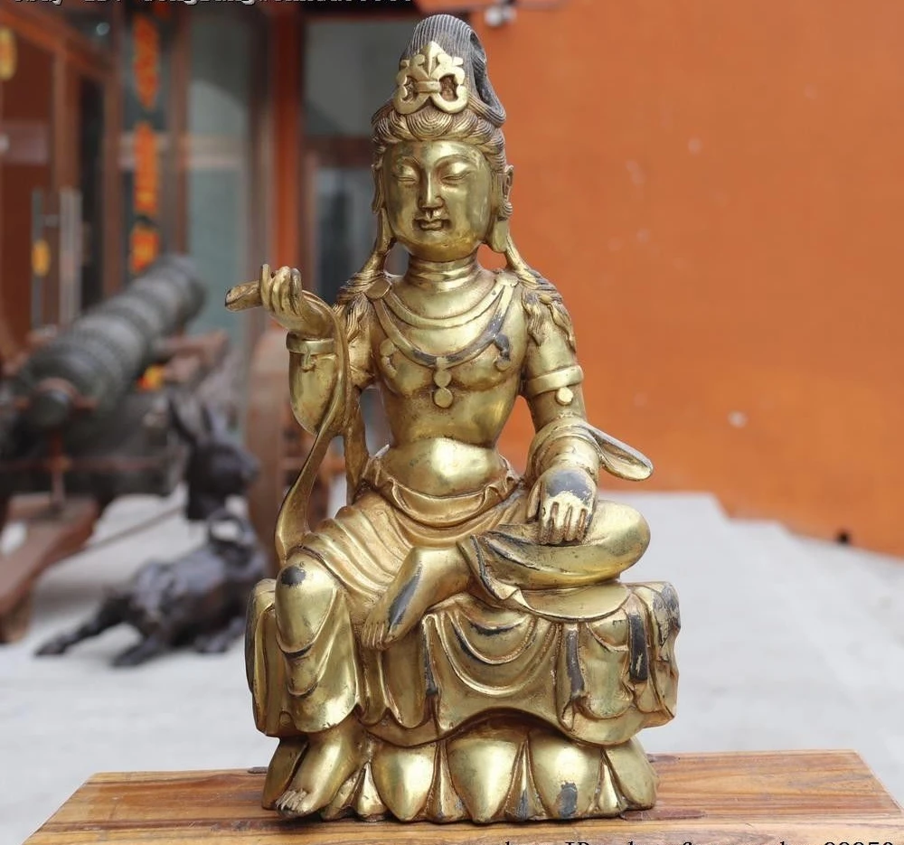 Тибетский медный блеск Kwan-yin Guan Yin GuanYin Avalokitesvara статуя божества Будды | Дом и сад