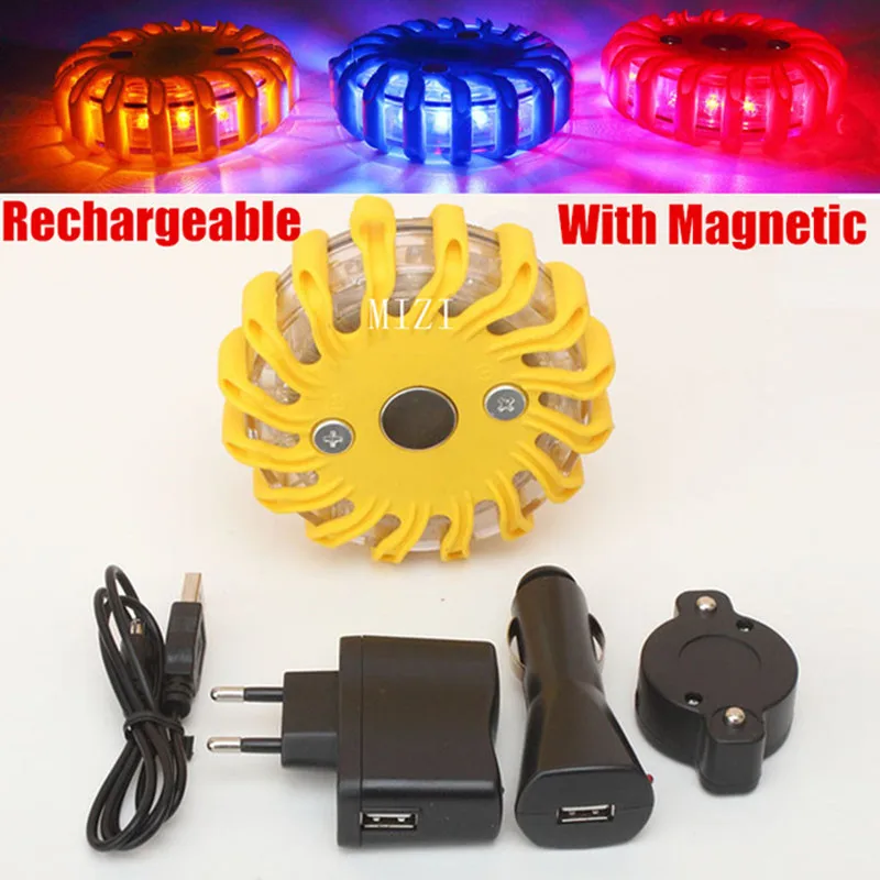 

LED Warning Lights Rechargeable With Magnetic Car Light Round Beacon Emergency Strobe Flashing Roof Police Day Light Automobiles