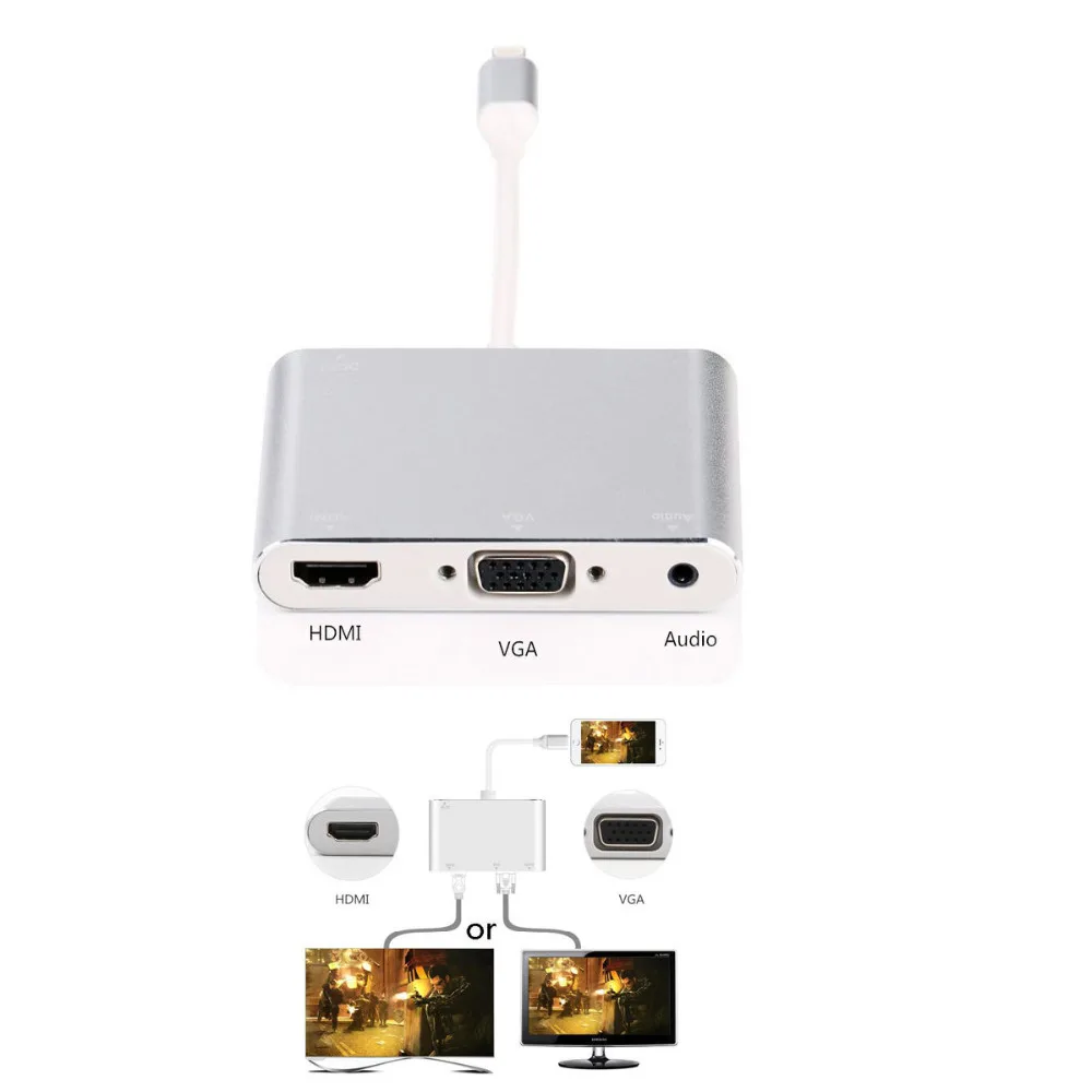 Цифровой адаптер HDMI / VGA AV для iPhone Pro 11 X Max 8 7 plus 6 iPad проектора монитора | Компьютеры