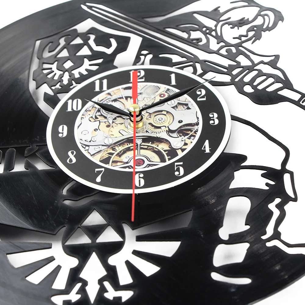 Klok Horloge Murale виниловые настенные часы дизайн Легенда о Zelda тема полые диск