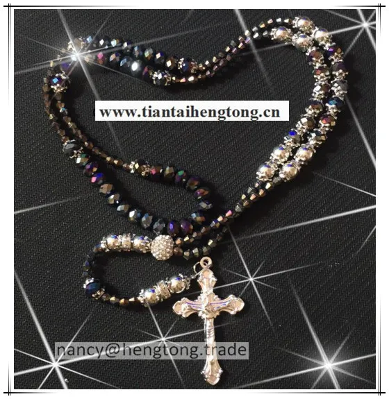Ожерелье из бисера 8 мм с Черными Блестками|rosary necklace|necklace glassnecklace glass beads |