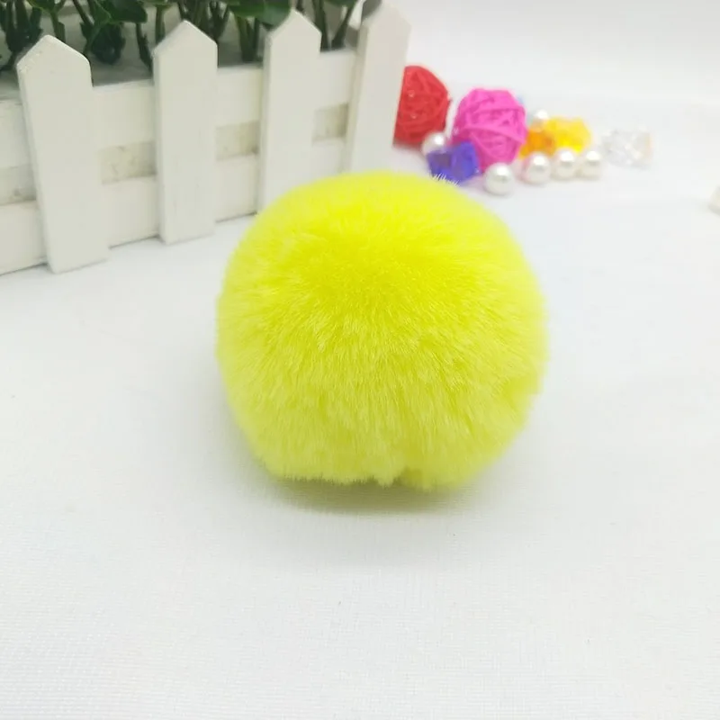 Yellow 8 см шарик из искусственного кроличьего меха брелок помпон пушистая прекрасная цепочка для ключа брелок симпатичный помпон Pom Porte Clef для женщин Сумка Подвески Игрушки - Цвет: Yellow
