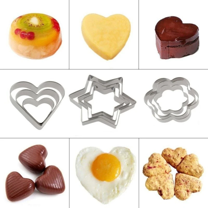 

3Pcs/lot Cookie Cutters Pastry Baking Mould Star Heart Flower Cutter Stainless Steel Fondant Cutter Egg Mould Biscuit DIY Mold