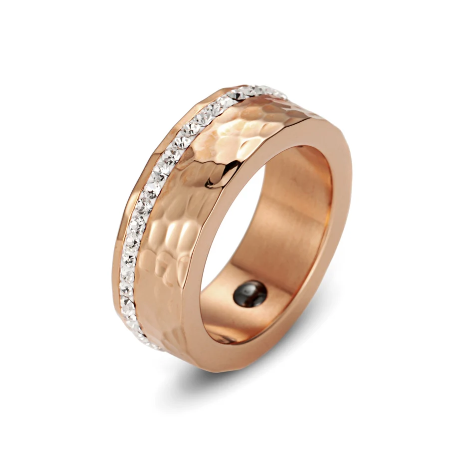 rose gold WelMag Мода 8,0 мм широкий гематит магнитный палец кольцо для женщин американский размер элегантный из Нержавеющей Стали Био энергетические ювелирные изделия - Цвет основного камня: rose gold