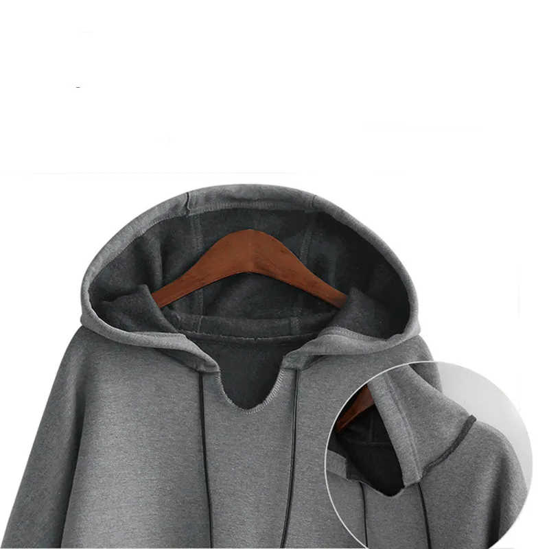 2017 осень зима Для женщин длинные толстовки с капюшоном размера плюс 3Xl 4Xl XXXl