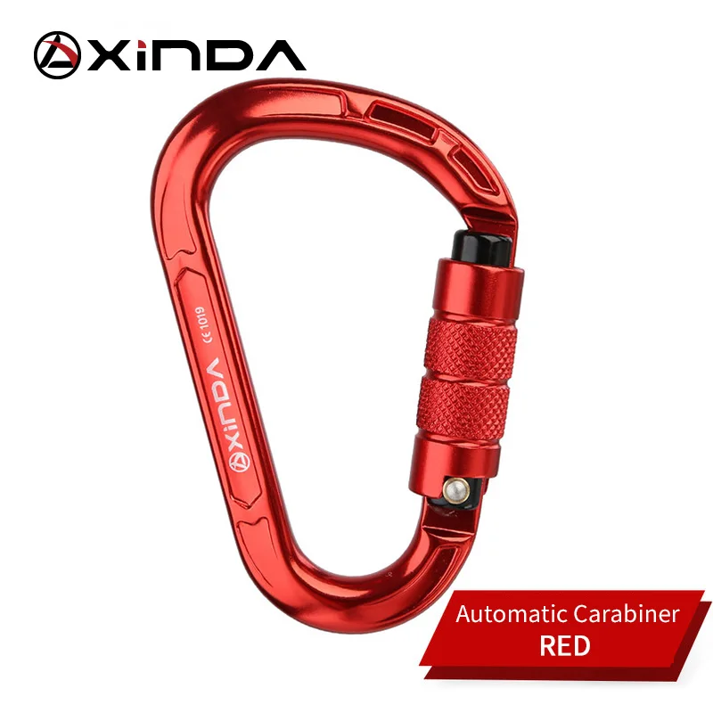 Red-1 XINDA скалолазание карабин грушевидной формы пряжка 25KN безопасность автоматический замок Пружинные ворота алюминиевые h-карабин наружные комплекты - Цвет: Red-1