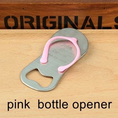 pink 100 шт персонализированные свадьба шлепанцы открывалка для бутылок с коробкой выгравированное имя Дата металлическая открывалка для пива свадебные подарки для гостей - Цвет: pink