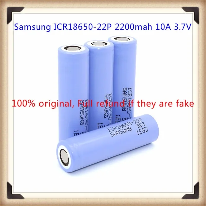Для samsung ICR18650-22P 18650 2200mah 20A 3,7 V аккумуляторная батарея с плоским верхом(1 шт