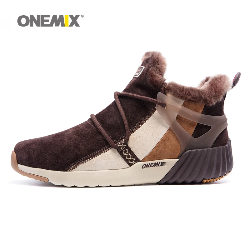 ONEMIX новые зимние Для мужчин сапоги теплая шерсть кроссовки на открытом воздухе унисекс спортивные спортивная обувь удобные кроссовки продаж, размер 36-46