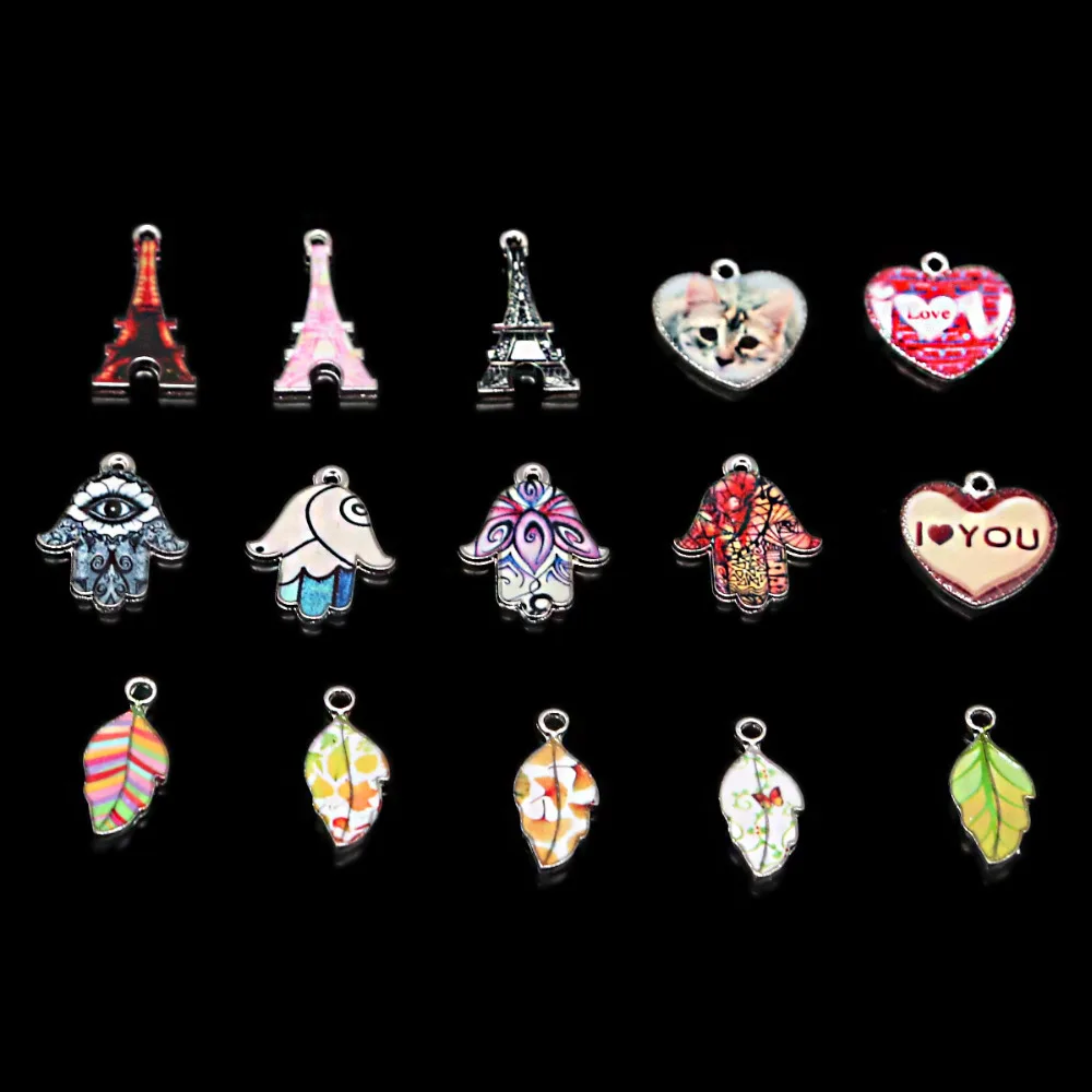 Оптовая продажа подвески с эмалью в стиле ретро виде листа башни сердца ручной