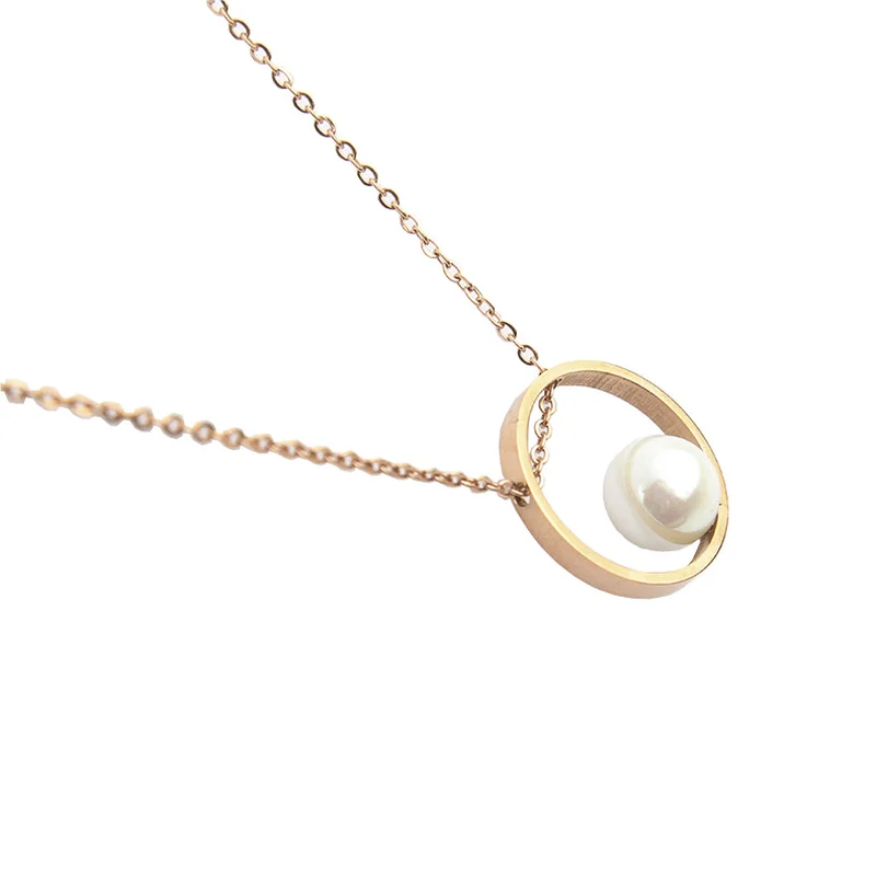 Жемчужное круглое ожерелье для женщин из титановой стали с розой модное женское