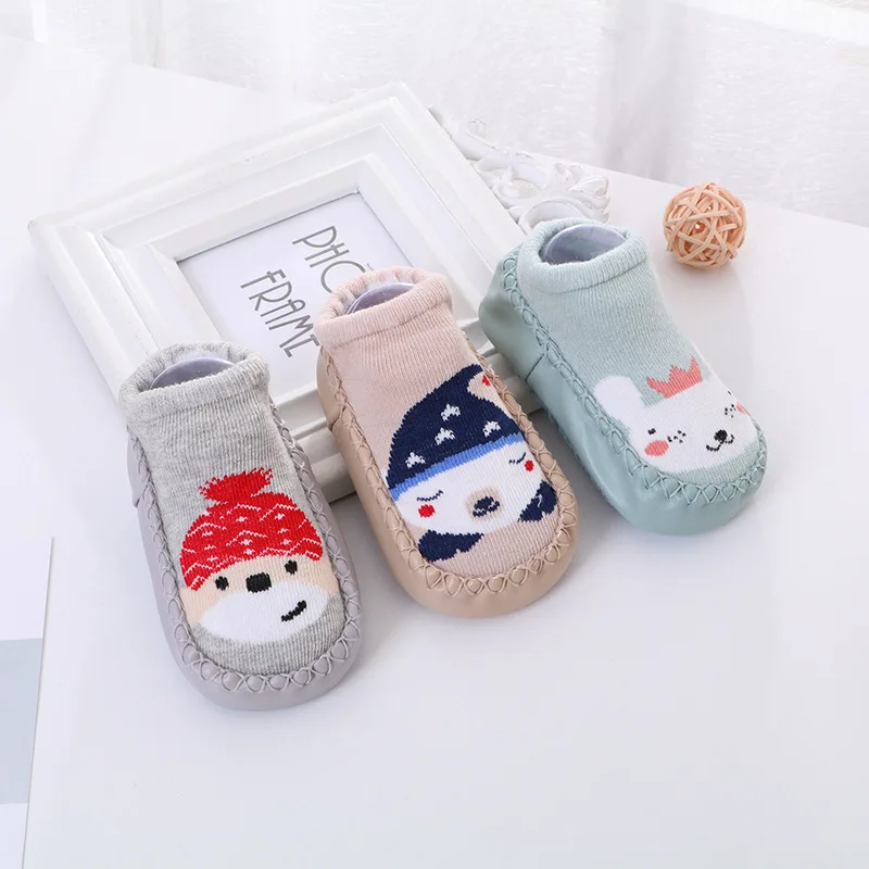 1 пара детских носков с рисунками резиновой подошвой для новорожденных