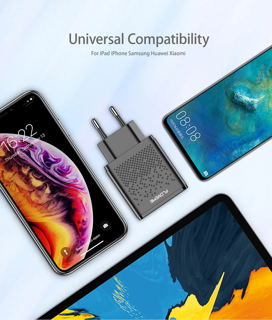 FLOVEME двойной порт USB зарядное устройство для iPhone X XS Max XR 72.4A Быстрая зарядка настенный телефон зарядное устройство для samsung S9 S10 Plus адаптер ЕС