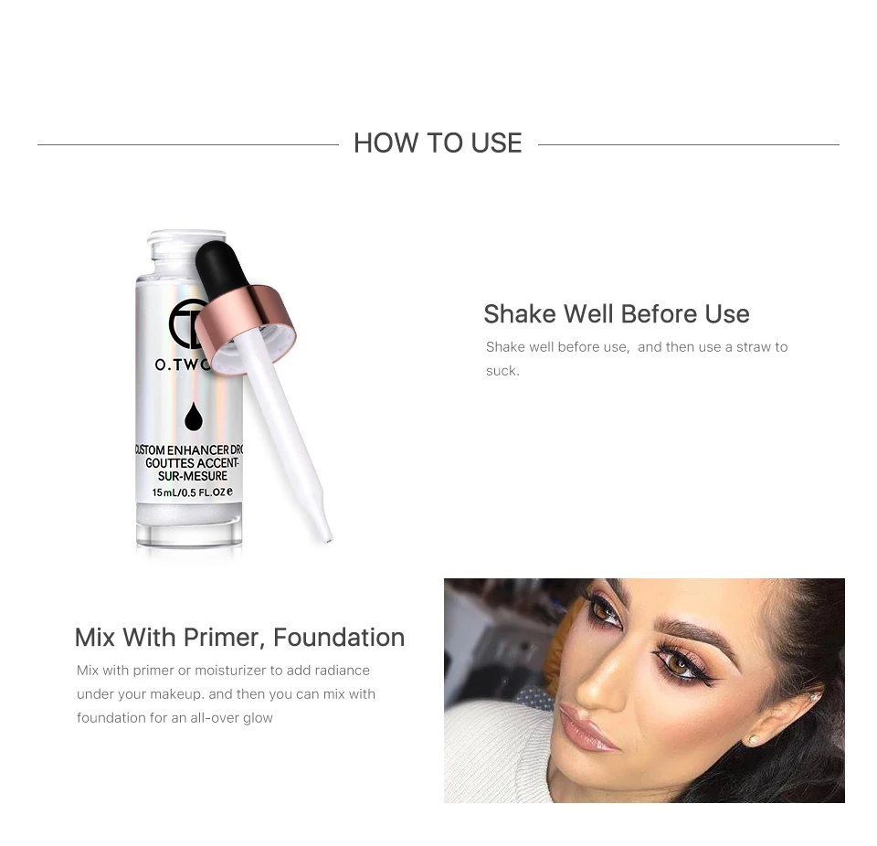 O. TWO. O жидкий хайлайтер Make Up Primer Shimmer Face Glow ультра-концентрированные осветительные бронзирующие капли для макияжа лица