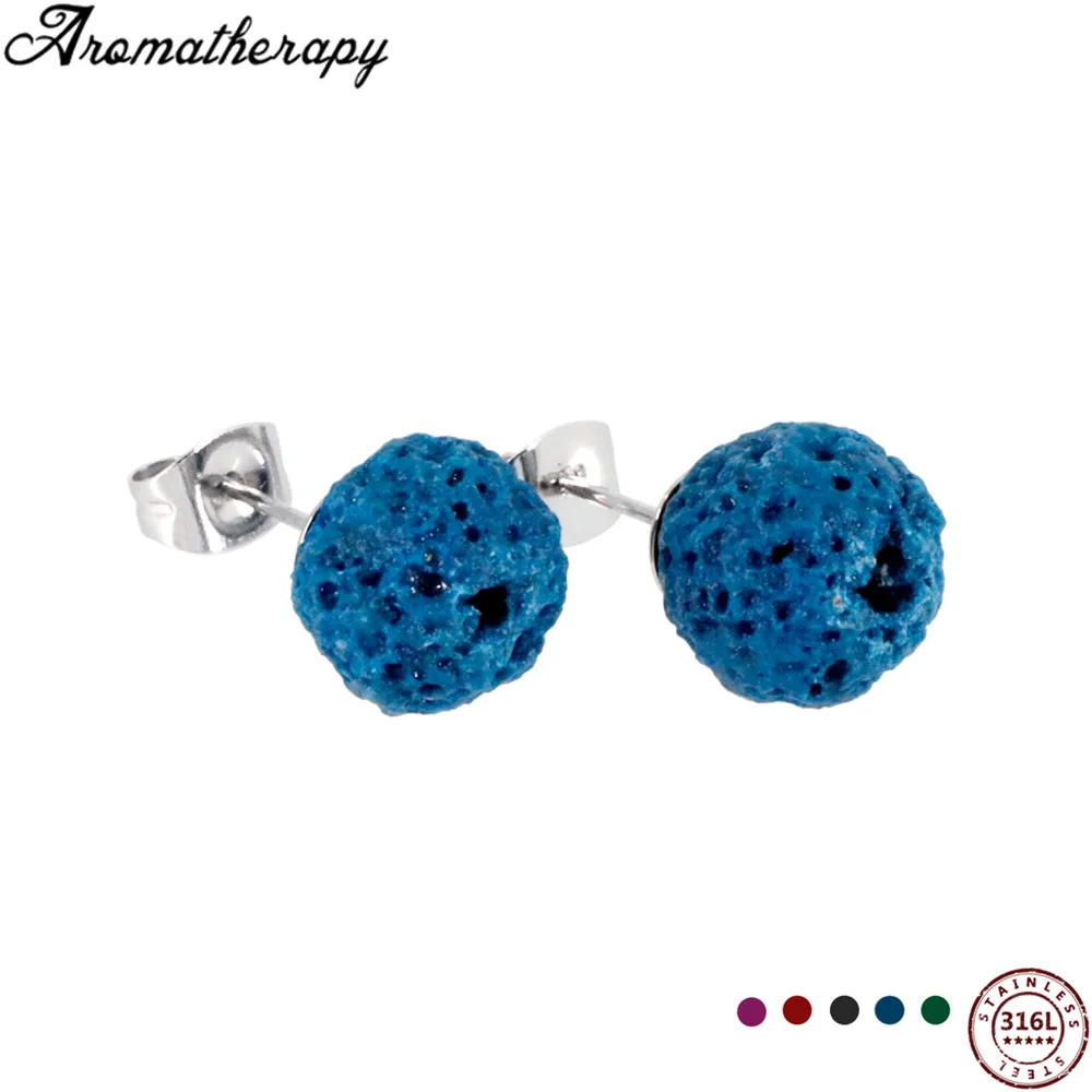 Nature Lava Stone Beads Earrings Aromatherapy Earring Stainless Steel Perfume Jewelry Gifts For Women Girls Decoration | Украшения и
