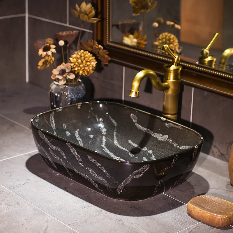 Высокотемпературные глазурованные lavabo Бытовые Маленькие квадратные керамические художественные раковины