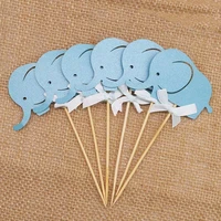10pcs bluepink cartoon elephant cupcake toppers picks cake toppers for baby shower girl boy kids birthday party decoration