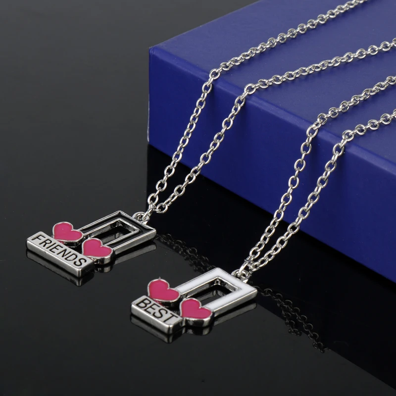 MQCHUN &quotЛучшие друзья&quot Подвеска-музыкальные ноты ожерелье с розовым сердцем