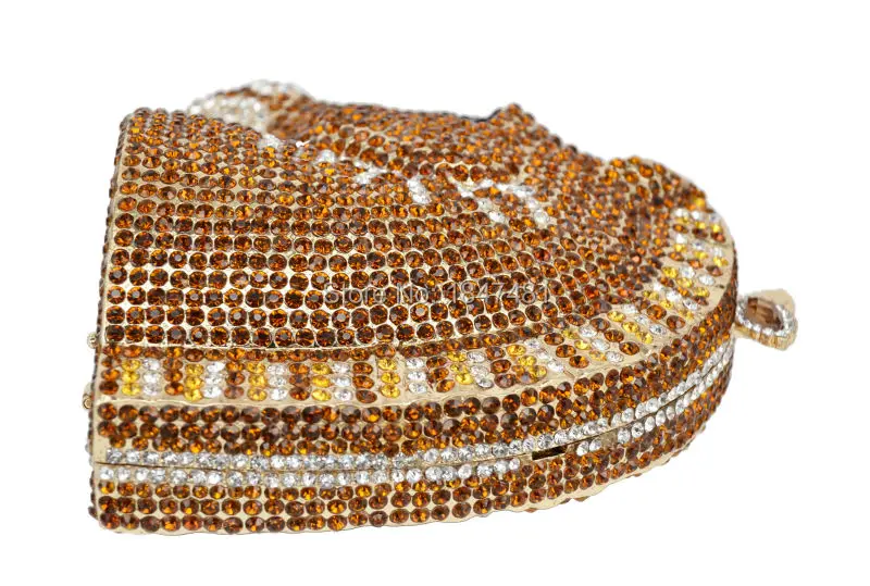 Ажурная Роскошная вечерняя сумочка с кристаллами в виде головы лошади бордовая