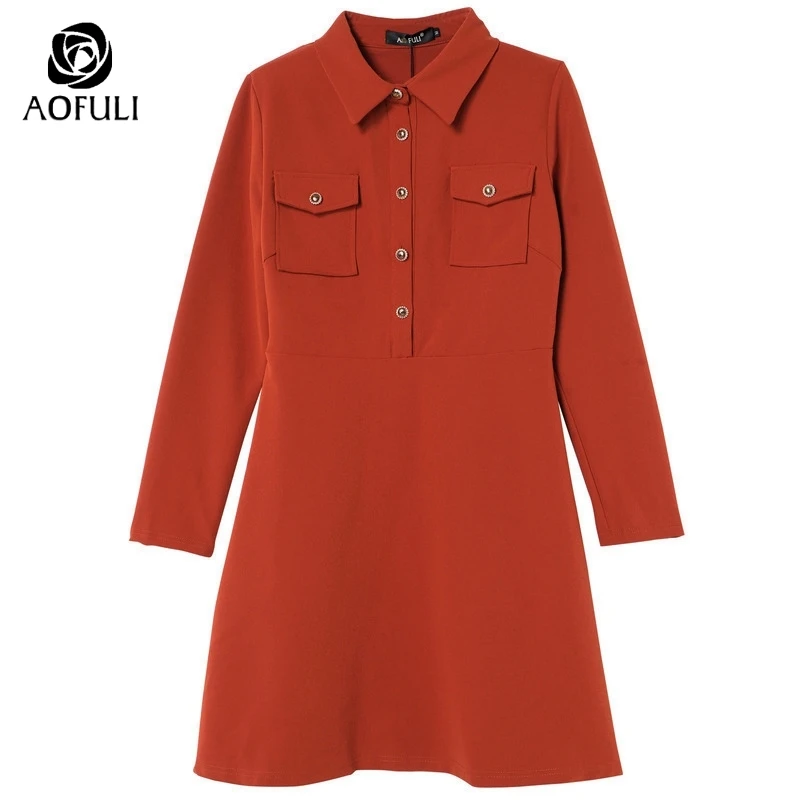 M ~ 4XL 5XL Женские платья рубашки с длинным рукавом осенние однобортные карманами