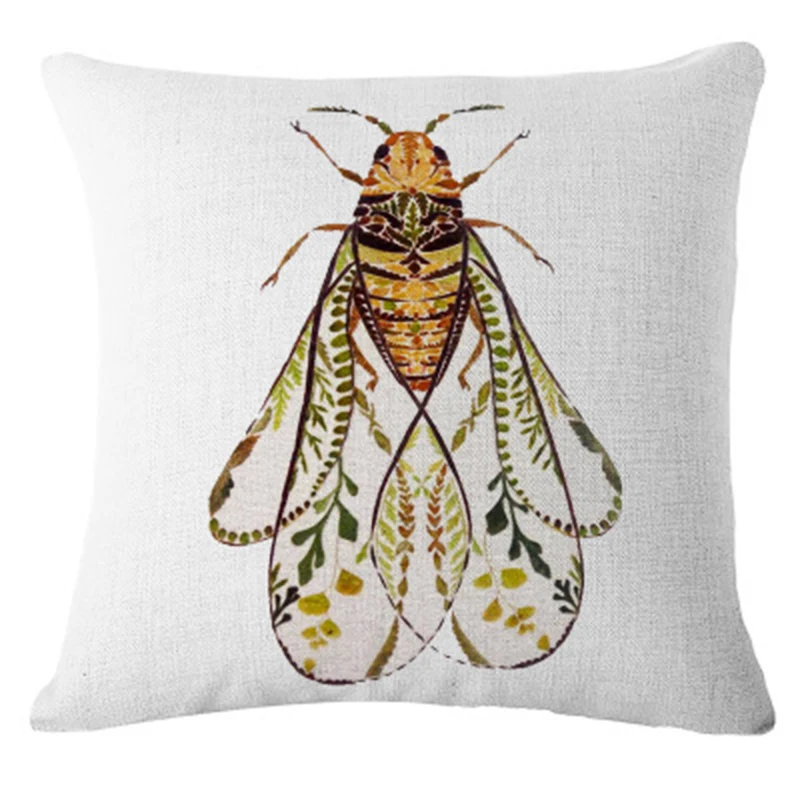 

2018 Painted Flowers Animal Cushion Cover Linen Cotton Triceratops Deer Bird Home Decorative Pillow Cover for Sofa Car Cojines