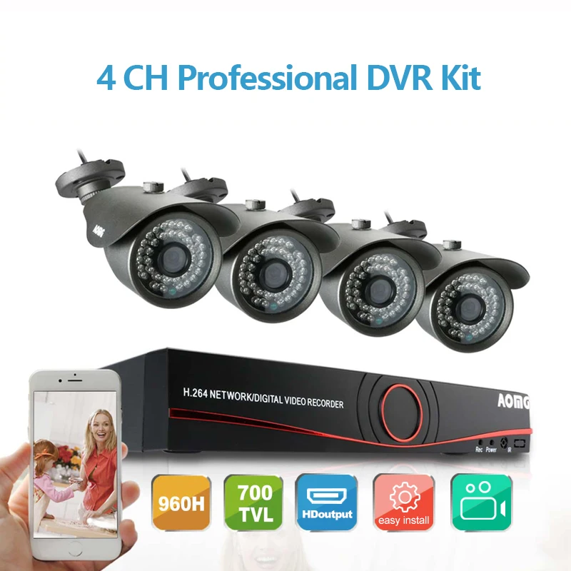 4CH HD TVI H 960 DVR регистраторы HDMI с 4 шт. 800TVI Крытый наружного наблюдения безопасности