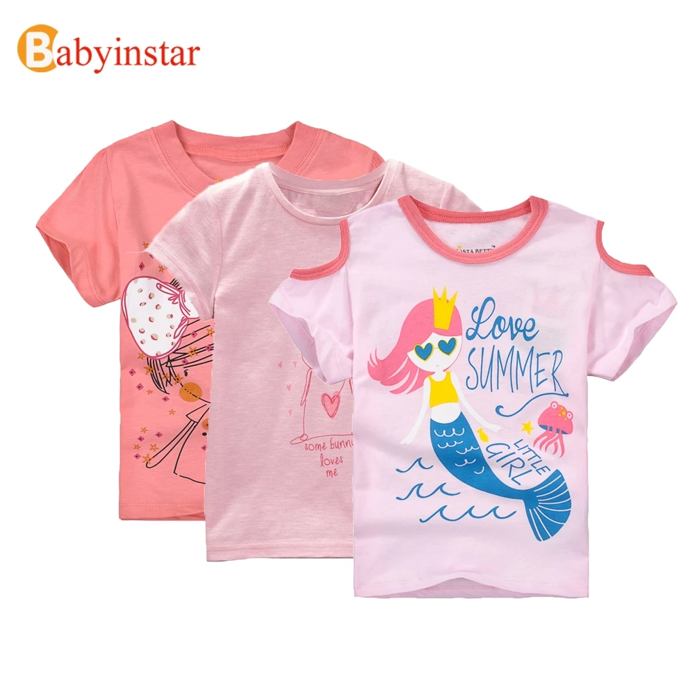 Babyinstar/рубашка для маленьких девочек футболка с героями мультфильмов футболки
