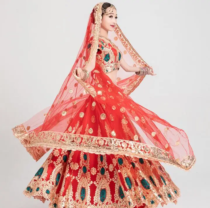 Sarees индийский традиционный Женский Свадебный костюм в этническом стиле lehenda Холи