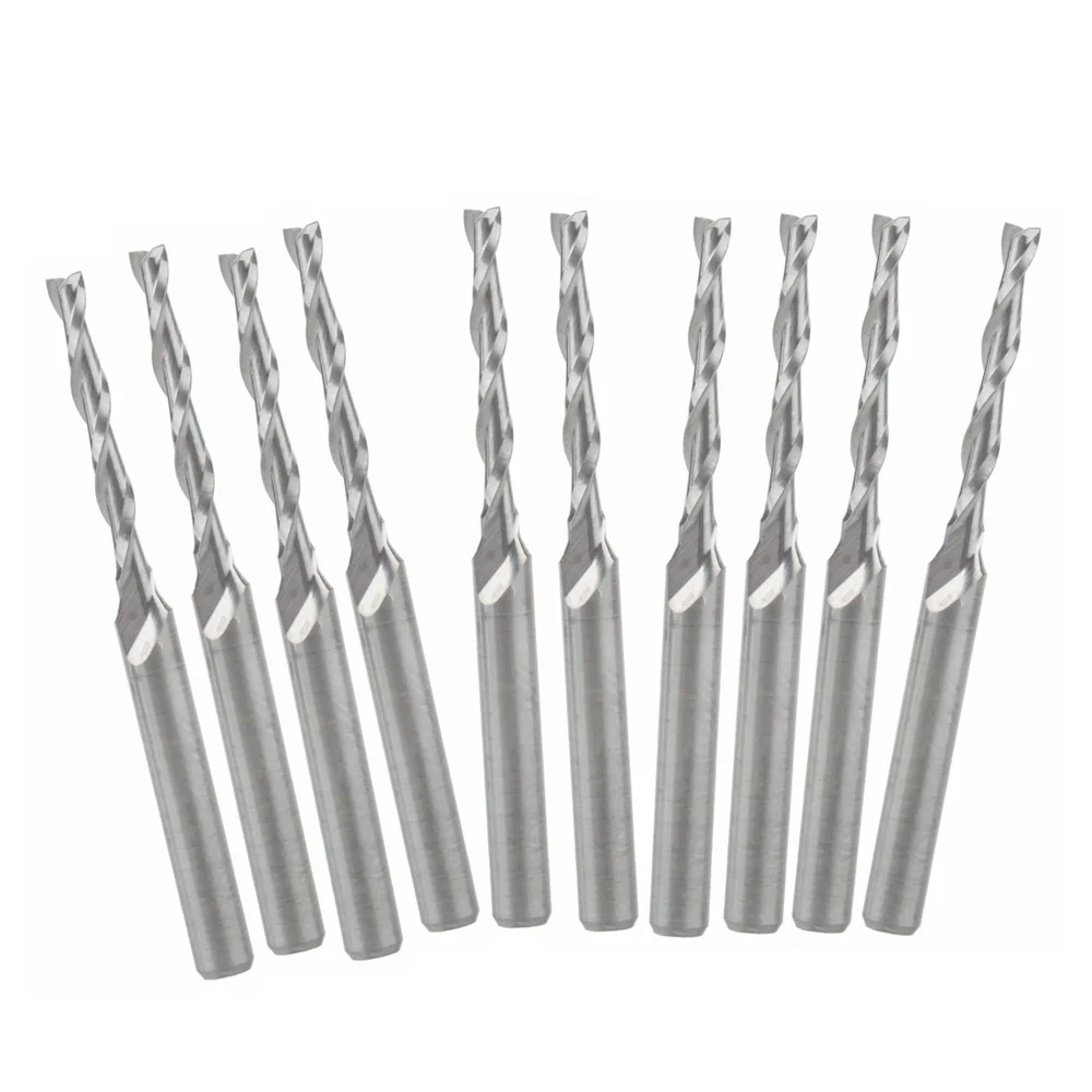 

10pcs CNC Double Flute Spiral Cutter Router Bits 3.175x2x17mm Cutting Tool