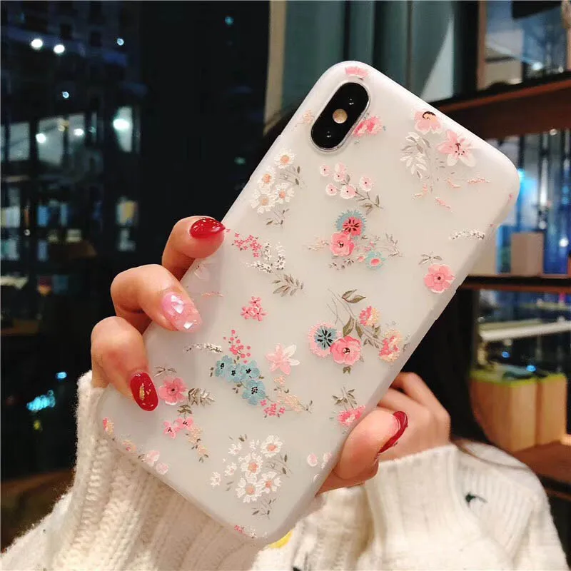 Чехол Kerzzil Girl с объемными рельефными цветами для iPhone X 10 мягкие силиконовые чехлы