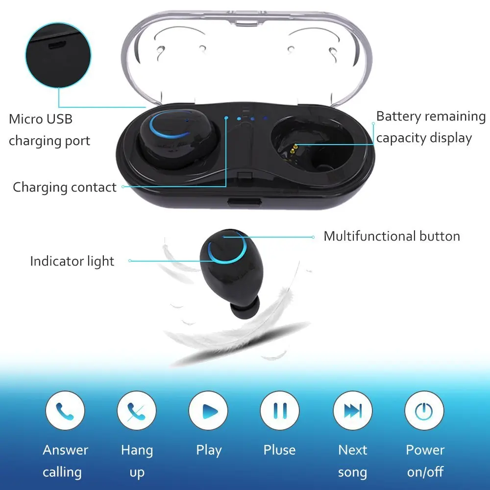 Q18 TWS настоящие беспроводные наушники стерео Bluetooth встроенный HD микрофон и
