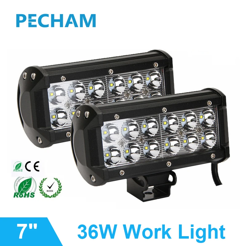 Светодиодсветильник фары PECHAM 2 шт. противотуманная полоса 7 дюймов 36 Вт для