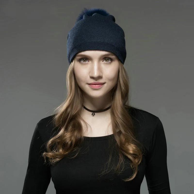 Кролик шапка с помпоном кашемировые шапочки Женские Pom Hat бархат трикотажный