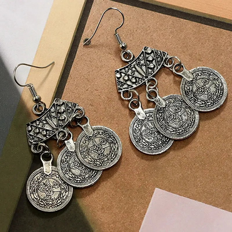 1 пара серьги с подвеской для монет богемные этнические крючками хиппи тибетский