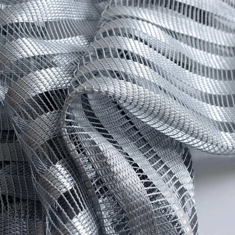 Современная простая полосатая отвесная занавеска серая полупрозрачная Тюлевая