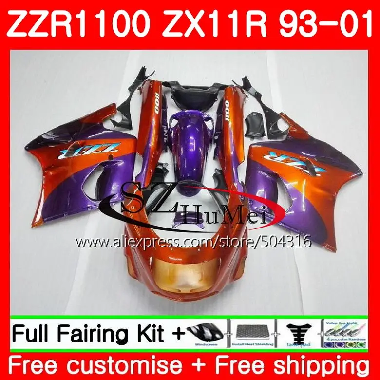 

Корпус обтекателя Для KAWASAKI NINJA ZZR1100 ZX 11R ZX-11R оранжево-фиолетовый ZX11 1SH2 ZX11R 93 94 95 96 97 98 99 00 01 ZX 11R 1993 2001