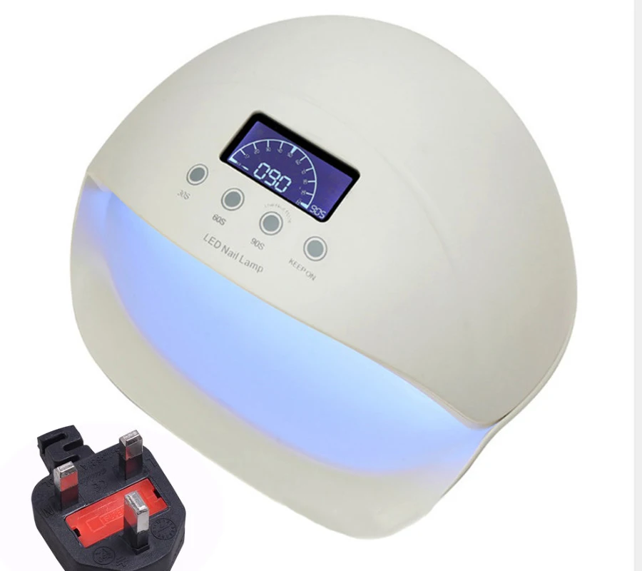 white -UK PLUG УФ лампа 48 Вт Светодиодный УФ лампа для ногтей гель светодиодная УФ-лампа для ногтей для маникюра ЖК-дисплей сушка все Гель-лак для ногтей инструменты для дизайна ногтей - Цвет: white -UK PLUG
