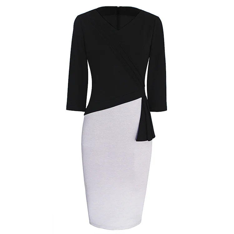 2017 Зимние Платья Элегантные Старинные Три Четверти Твердые Повседневная Партии