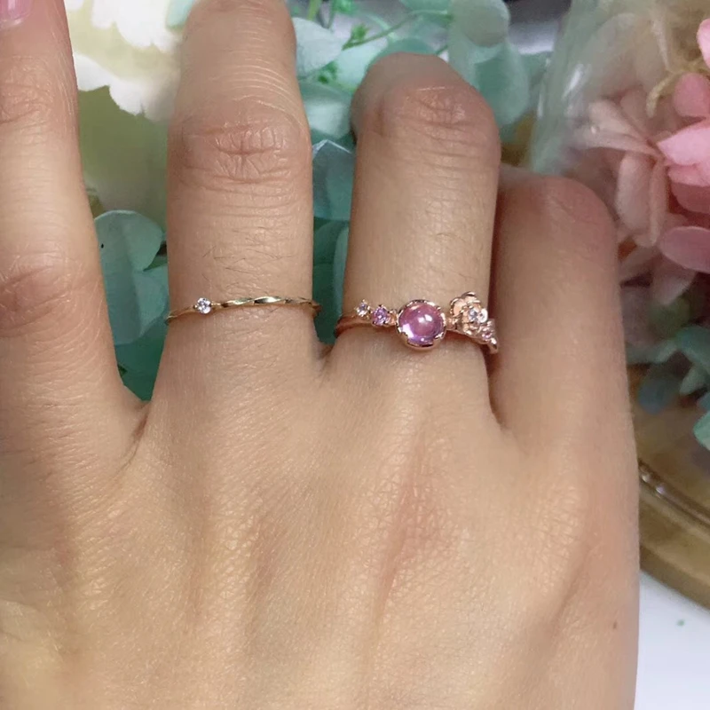 LlouLeur, серебро 925 пробы, натуральный розовый кварц, кольца, красота и чудовище, колокольчик, принцесса, розовый кристалл, цветы, кольца для женщин, подарок