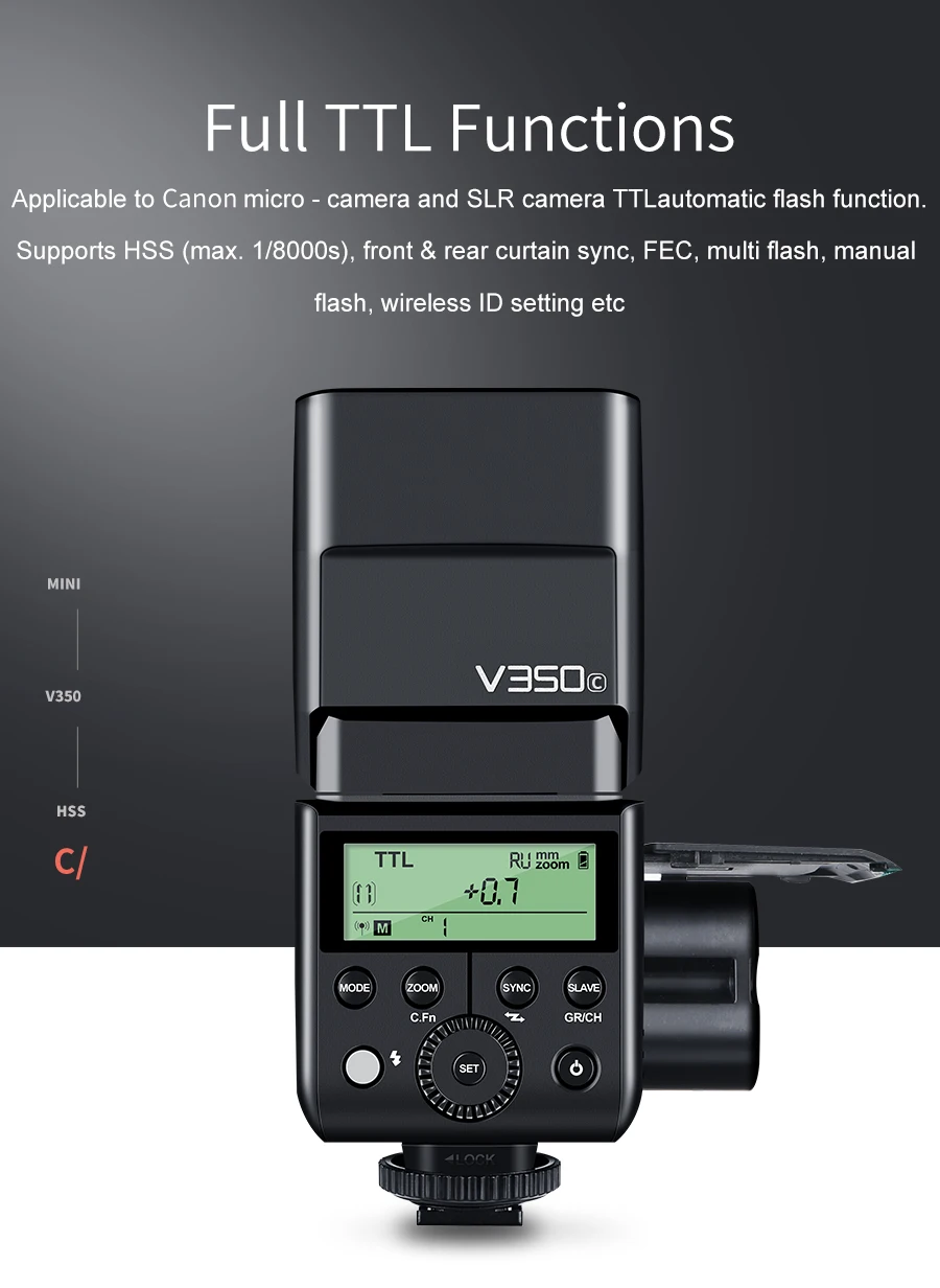 Godox V350C V350N V350S V350F V350O ttl HSS камера Speedlite вспышка Встроенная литиевая батарея для Canon Nikon sony Fuji Olympus