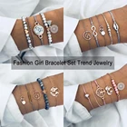 Набор женских браслетов с бусинами, 5 шт.компл.