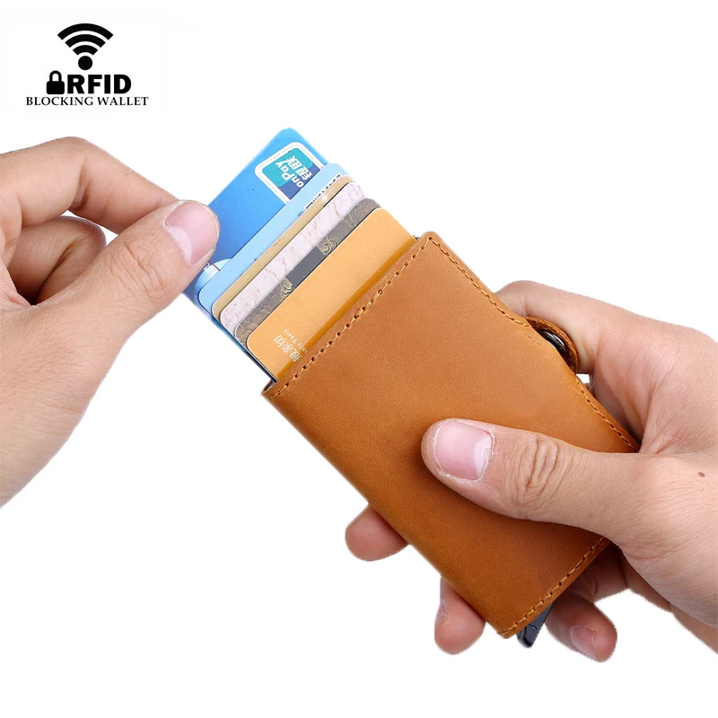 Тонкий мини-кошелек с защитой от Rfid Короткий Мужской кошелек из натуральной кожи